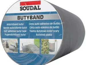 Bandă de etanșare autoadezivă SOUDAL Butyband 22,5 cm x 10 m din aluminiu – etanșare și hidroizolații