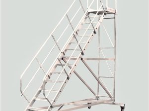 Scara mobila cu platforma, din aluminiu, la 45 grade, roti cu frana, produs RARIS - tip SPL45