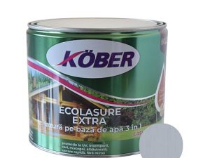 Lazură Kober Ecolasure Extra 3 in 1 pentru lemn,pe baza de apa, alb, 2.5 l