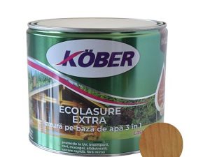 Lazură Kober Ecolasure Extra 3 in 1 pentru lemn, pe baza de apa, stejar deschis, 2.5l