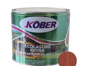 Lazură Kober Ecolasure Extra 3 in 1 pentru lemn, pe baza de apa, mahon, 2.5 l