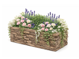 Jardinieră din beton Stone, bej patinat, 103 x 40 x 35 cm