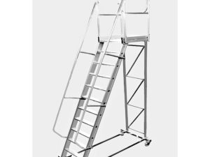 Scara mobila cu platforma, din aluminiu, la 70 grade, roti cu frana, produs RARIS - tip SPL70