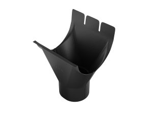 Racord jgheab 125 mm - burlan 90 mm, pentru sistem pluvial, Bilka, metalic, negru (RAL 9005), mat