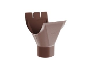 Racord jgheab 125 mm - burlan 90 mm, pentru sistem pluvial, Bilka, metalic, maro ciocolatiu (RAL 8017), mat, 0.6 mm