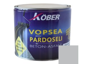 Vopsea acrilică pentru beton Kober gri, interior-exterior, cu efect antialunecare aplicată pe pardoseală