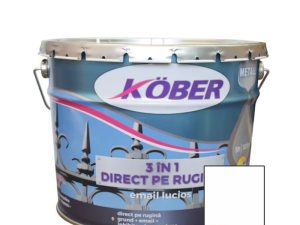 vopsea alchidică pentru metal kober 3 în 1, aplicabilă direct pe rugină, alb RAL 9001, antirugină, pentru interior și exterior, 10 L
