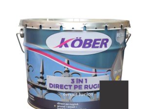 vopsea alchidică pentru metal kober 3 în 1, aplicabilă direct pe rugină, negru RAL 9005, antirugină, pentru interior și exterior, 10 L