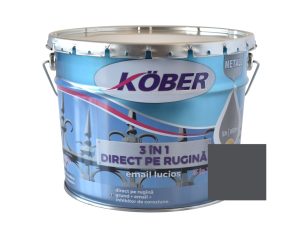 vopsea alchidică pentru metal kober 3 în 1, aplicabilă direct pe rugină, gri grafit RAL 7024, antirugină, pentru interior și exterior, 10 L