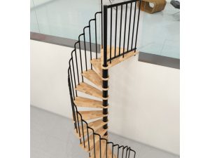 Scara spirala Paris negru cu trepte din fag