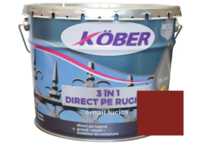 vopsea alchidică pentru metal kober 3 în 1, aplicabilă direct pe rugină, roșu maro RAL 3011, antirugină, pentru interior și exterior, 10 L