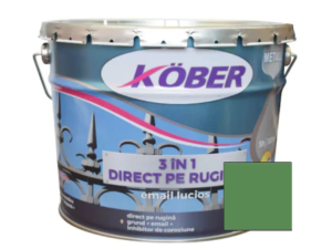 vopsea alchidică pentru metal kober 3 în 1, aplicabilă direct pe rugină, verde RAL 6011, antirugină, pentru interior și exterior, 10 L