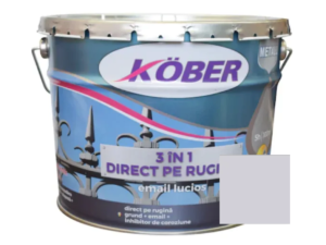 vopsea alchidică pentru metal kober 3 în 1, aplicabilă direct pe rugină, gri metalizat argintiu RAL 9006, antirugină, pentru interior și exterior, 10 L