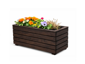 Jardiniera B11 wenge din lemn – solutie eleganta si durabila pentru amenajari exterioare