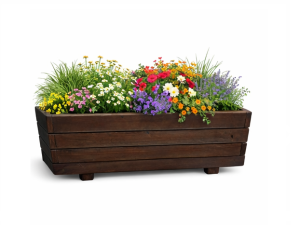 Jardiniera din lemn Dolj wenge, pentru exterior, design modern, rezistenta la intemperii