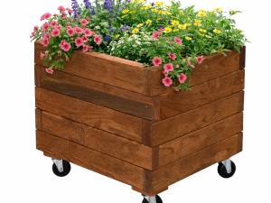 Jardinieră din lemn Veve, cu role