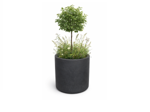 jardiniera din beton, exterior, grafit, rotund, 45 x 47 cm