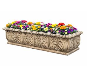 Jardiniera din beton Medeea, exterior, dreptunghiulara, bej patinat, 99 x 33 x 33 cm