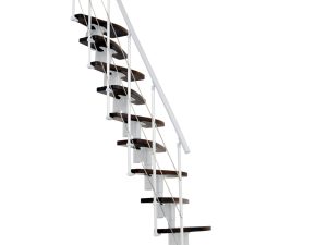 Scară modulară Nizza, nuc, metal alb, 293 cm