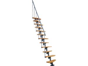 Scară modulară Nizza, fag, metal gri, 293 cm