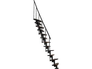 Scară modulară Nizza, nuc, metal negru, 293 cm