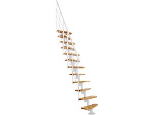 Scară modulară Nizza, fag, metal alb, 293 cm